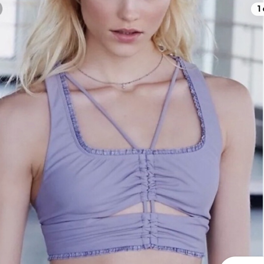 Free People Movement Plie Sports Bra Ruffles Cinched Crop Top